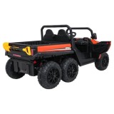 JOKO Elektrické autíčko Farmer X-POWER 4x200W 24V, kožené sedadlo 2 deti, Elektricky Vyklápacia vlečka, penové kolesá, oranžové