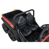 JOKO Elektrické autíčko Farmer X-POWER 4x200W 24V, kožené sedadlo 2 deti, Elektricky Vyklápacia vlečka, penové kolesá, oranžové