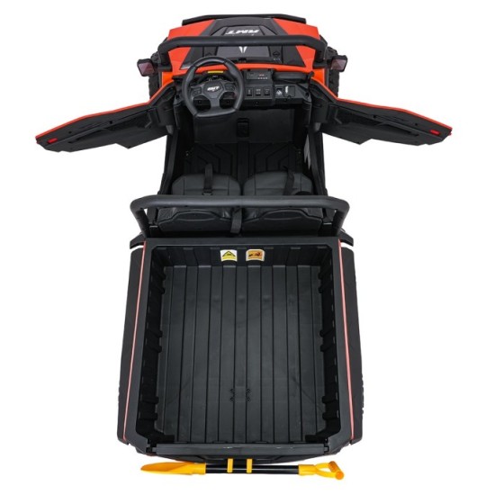 JOKO Elektrické autíčko Farmer X-POWER 4x200W 24V, kožené sedadlo 2 deti, Elektricky Vyklápacia vlečka, penové kolesá, oranžové