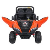 JOKO Elektrické autíčko Farmer X-POWER 4x200W 24V, kožené sedadlo 2 deti, Elektricky Vyklápacia vlečka, penové kolesá, oranžové