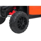 JOKO Elektrické autíčko Farmer X-POWER 4x200W 24V, kožené sedadlo 2 deti, Elektricky Vyklápacia vlečka, penové kolesá, oranžové