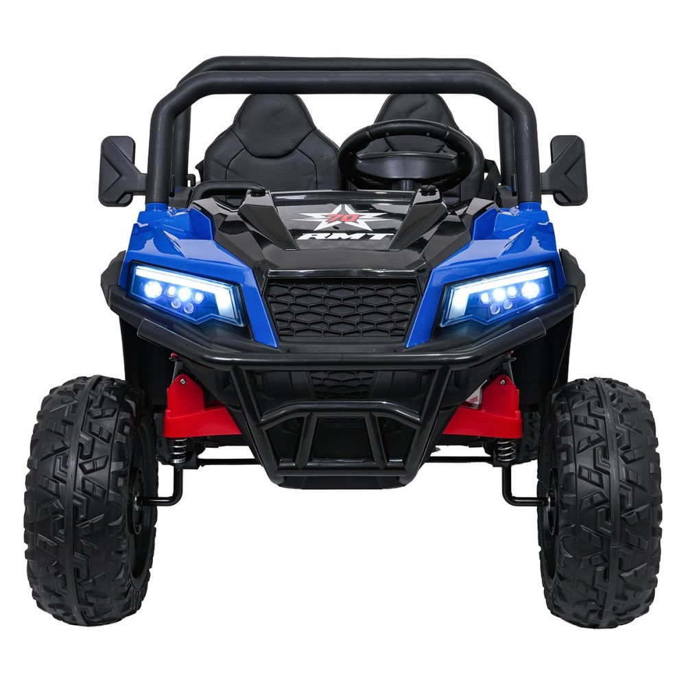 JOKO Elektrické autíčko Farmer X-POWER 4x200W 24V, kožené sedadlo 2 deti, Elektricky Vyklápacia vlečka, penové kolesá, modré