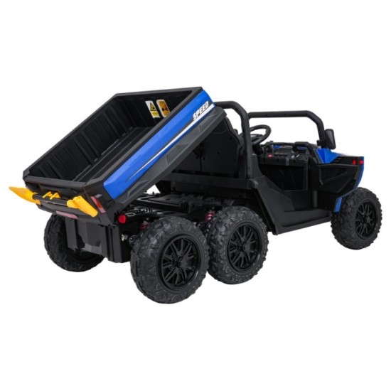 JOKO Elektrické autíčko Farmer X-POWER 4x200W 24V, kožené sedadlo 2 deti, Elektricky Vyklápacia vlečka, penové kolesá, modré