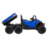 JOKO Elektrické autíčko Farmer X-POWER 4x200W 24V, kožené sedadlo 2 deti, Elektricky Vyklápacia vlečka, penové kolesá, modré