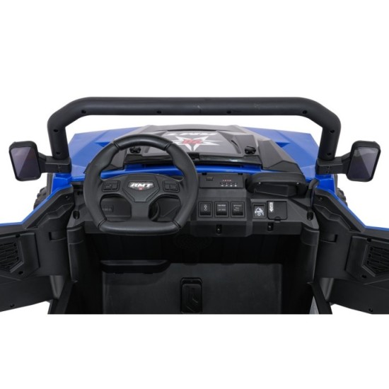 JOKO Elektrické autíčko Farmer X-POWER 4x200W 24V, kožené sedadlo 2 deti, Elektricky Vyklápacia vlečka, penové kolesá, modré