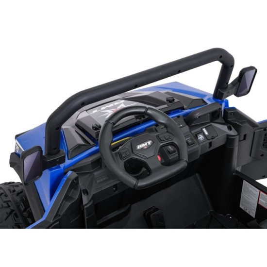 JOKO Elektrické autíčko Farmer X-POWER 4x200W 24V, kožené sedadlo 2 deti, Elektricky Vyklápacia vlečka, penové kolesá, modré