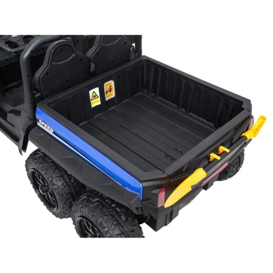 JOKO Elektrické autíčko Farmer X-POWER 4x200W 24V, kožené sedadlo 2 deti, Elektricky Vyklápacia vlečka, penové kolesá, modré