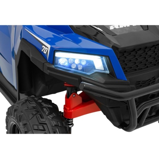 JOKO Elektrické autíčko Farmer X-POWER 4x200W 24V, kožené sedadlo 2 deti, Elektricky Vyklápacia vlečka, penové kolesá, modré