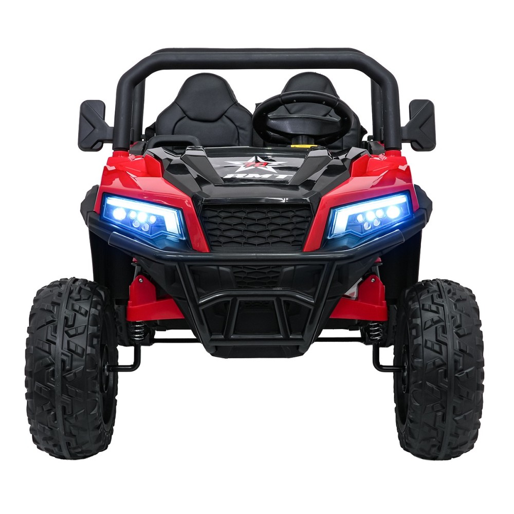 JOKO Elektrické autíčko Farmer X-POWER 4x200W 24V, kožené sedadlo 2 deti, Elektricky Vyklápacia vlečka, penové kolesá, červené