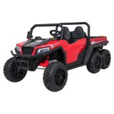 JOKO Elektrické autíčko Farmer X-POWER 4x200W 24V, kožené sedadlo 2 deti, Elektricky Vyklápacia vlečka, penové kolesá, červené