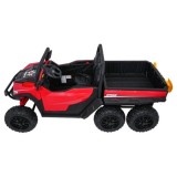 JOKO Elektrické autíčko Farmer X-POWER 4x200W 24V, kožené sedadlo 2 deti, Elektricky Vyklápacia vlečka, penové kolesá, červené