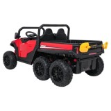 JOKO Elektrické autíčko Farmer X-POWER 4x200W 24V, kožené sedadlo 2 deti, Elektricky Vyklápacia vlečka, penové kolesá, červené