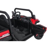 JOKO Elektrické autíčko Farmer X-POWER 4x200W 24V, kožené sedadlo 2 deti, Elektricky Vyklápacia vlečka, penové kolesá, červené