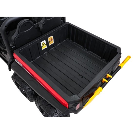 JOKO Elektrické autíčko Farmer X-POWER 4x200W 24V, kožené sedadlo 2 deti, Elektricky Vyklápacia vlečka, penové kolesá, červené