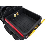 JOKO Elektrické autíčko Farmer X-POWER 4x200W 24V, kožené sedadlo 2 deti, Elektricky Vyklápacia vlečka, penové kolesá, červené