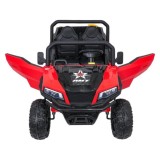JOKO Elektrické autíčko Farmer X-POWER 4x200W 24V, kožené sedadlo 2 deti, Elektricky Vyklápacia vlečka, penové kolesá, červené