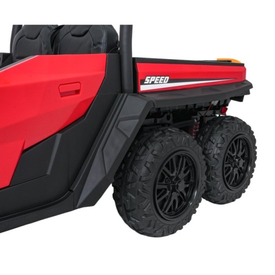 JOKO Elektrické autíčko Farmer X-POWER 4x200W 24V, kožené sedadlo 2 deti, Elektricky Vyklápacia vlečka, penové kolesá, červené