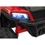 JOKO Elektrické autíčko Farmer X-POWER 4x200W 24V, kožené sedadlo 2 deti, Elektricky Vyklápacia vlečka, penové kolesá, červené