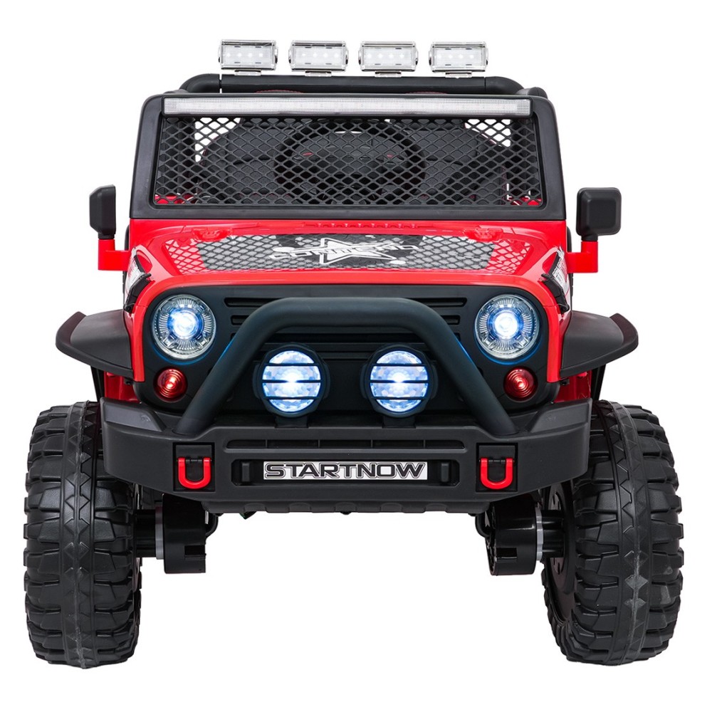 JOKO Elektrické autíčko Jeep BEAST 4x4, kožené sedadlo, penové kolesá, Funkcia Hojdania, Nosnosť 50kg, FM rádio, červené