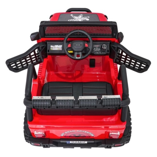 JOKO Elektrické autíčko Jeep BEAST 4x4, kožené sedadlo, penové kolesá, Funkcia Hojdania, Nosnosť 50kg, FM rádio, červené