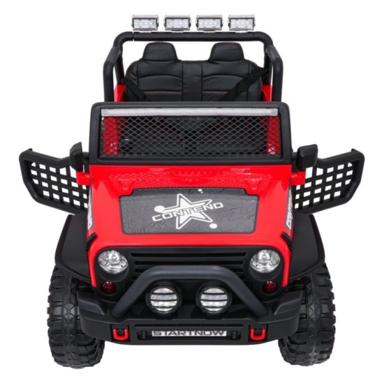 JOKO Elektrické autíčko Jeep BEAST 4x4, kožené sedadlo, penové kolesá, Funkcia Hojdania, Nosnosť 50kg, FM rádio, červené