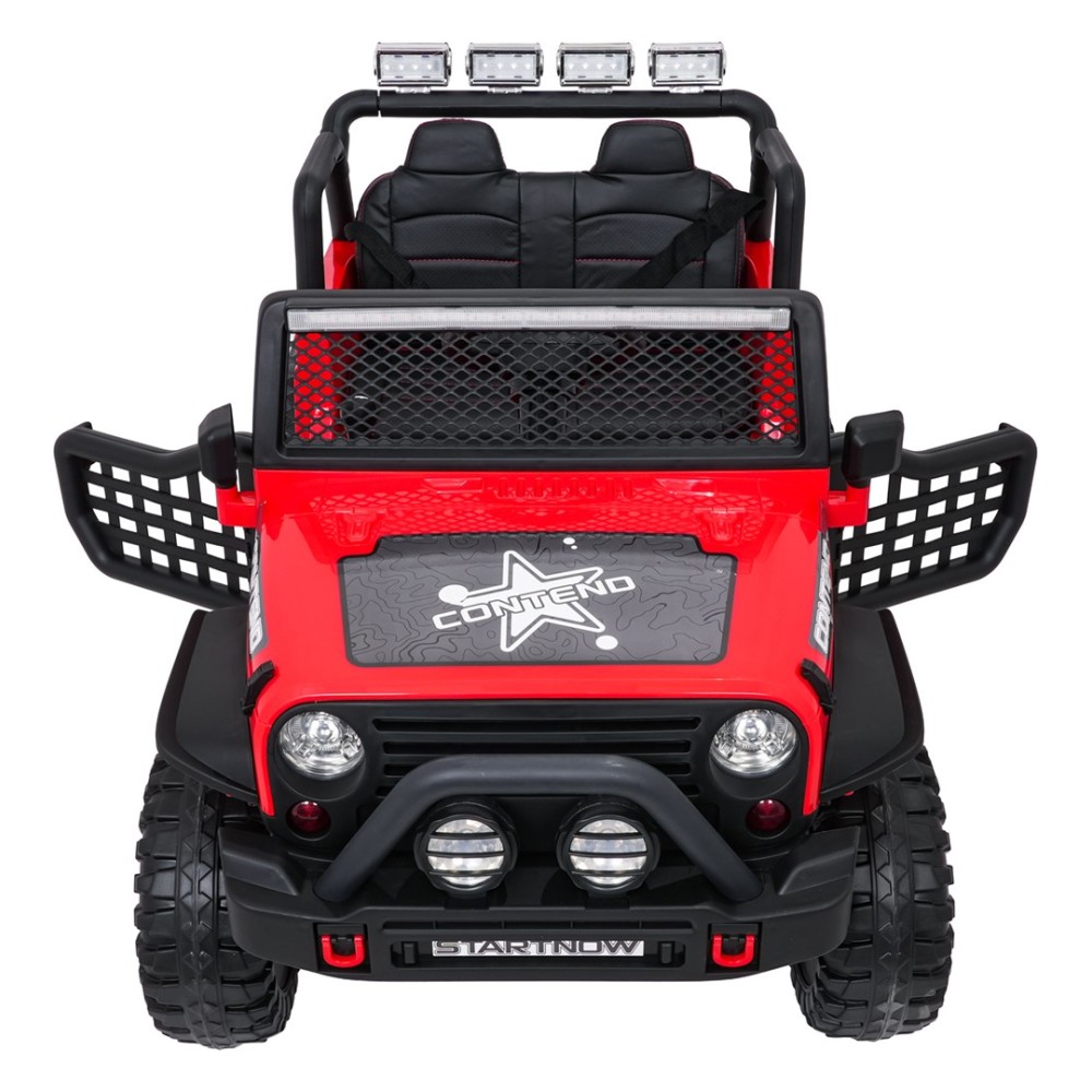 JOKO Elektrické autíčko Jeep BEAST 4x4, kožené sedadlo, penové kolesá, Funkcia Hojdania, Nosnosť 50kg, FM rádio, červené