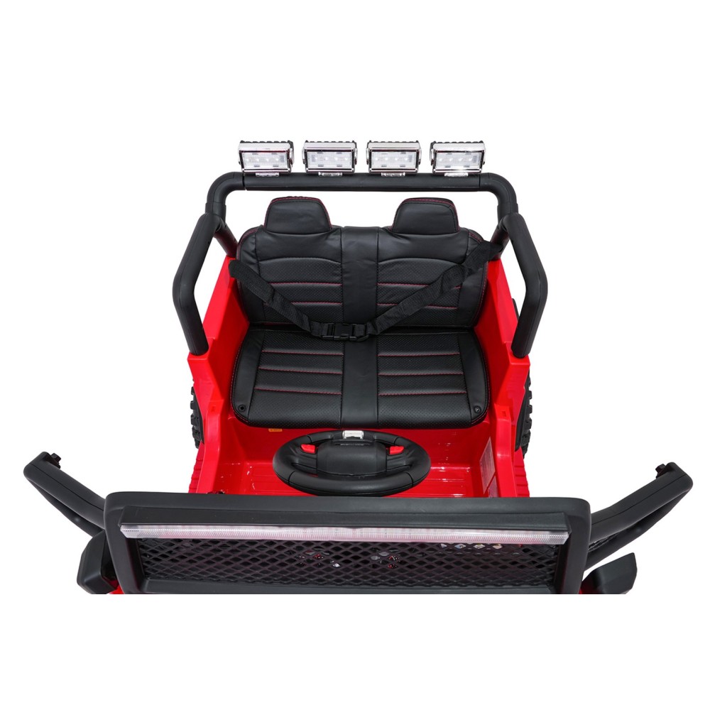 JOKO Elektrické autíčko Jeep BEAST 4x4, kožené sedadlo, penové kolesá, Funkcia Hojdania, Nosnosť 50kg, FM rádio, červené