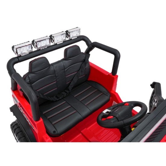 JOKO Elektrické autíčko Jeep BEAST 4x4, kožené sedadlo, penové kolesá, Funkcia Hojdania, Nosnosť 50kg, FM rádio, červené