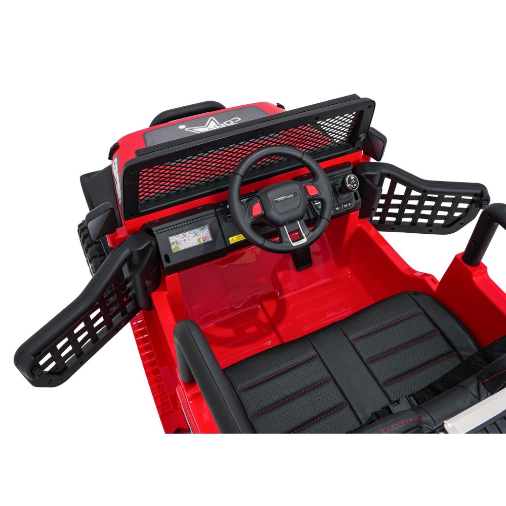 JOKO Elektrické autíčko Jeep BEAST 4x4, kožené sedadlo, penové kolesá, Funkcia Hojdania, Nosnosť 50kg, FM rádio, červené