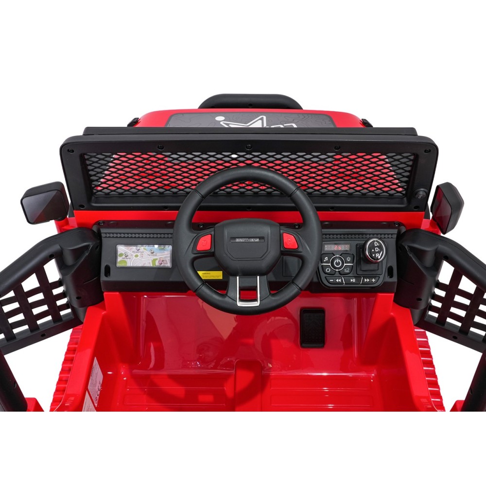 JOKO Elektrické autíčko Jeep BEAST 4x4, kožené sedadlo, penové kolesá, Funkcia Hojdania, Nosnosť 50kg, FM rádio, červené