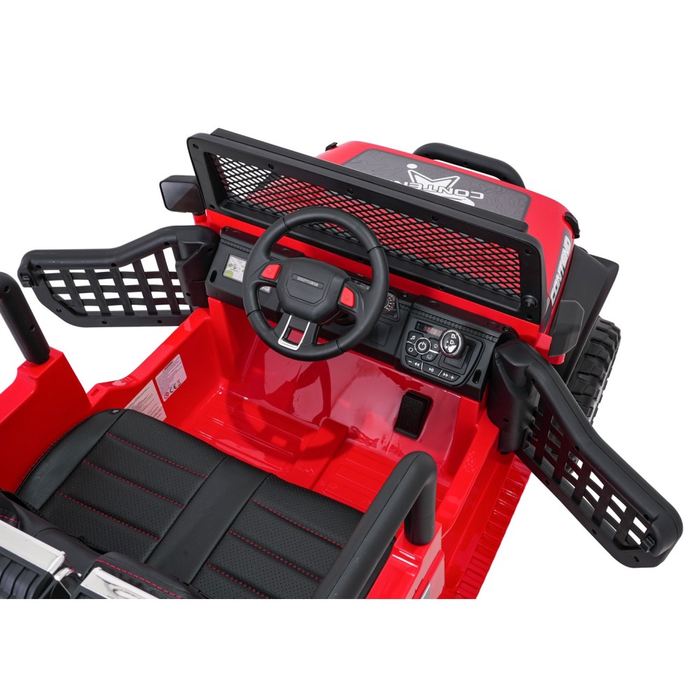 JOKO Elektrické autíčko Jeep BEAST 4x4, kožené sedadlo, penové kolesá, Funkcia Hojdania, Nosnosť 50kg, FM rádio, červené