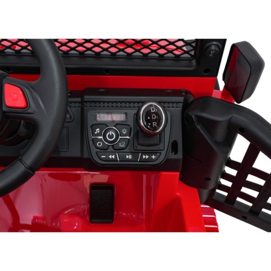 JOKO Elektrické autíčko Jeep BEAST 4x4, kožené sedadlo, penové kolesá, Funkcia Hojdania, Nosnosť 50kg, FM rádio, červené