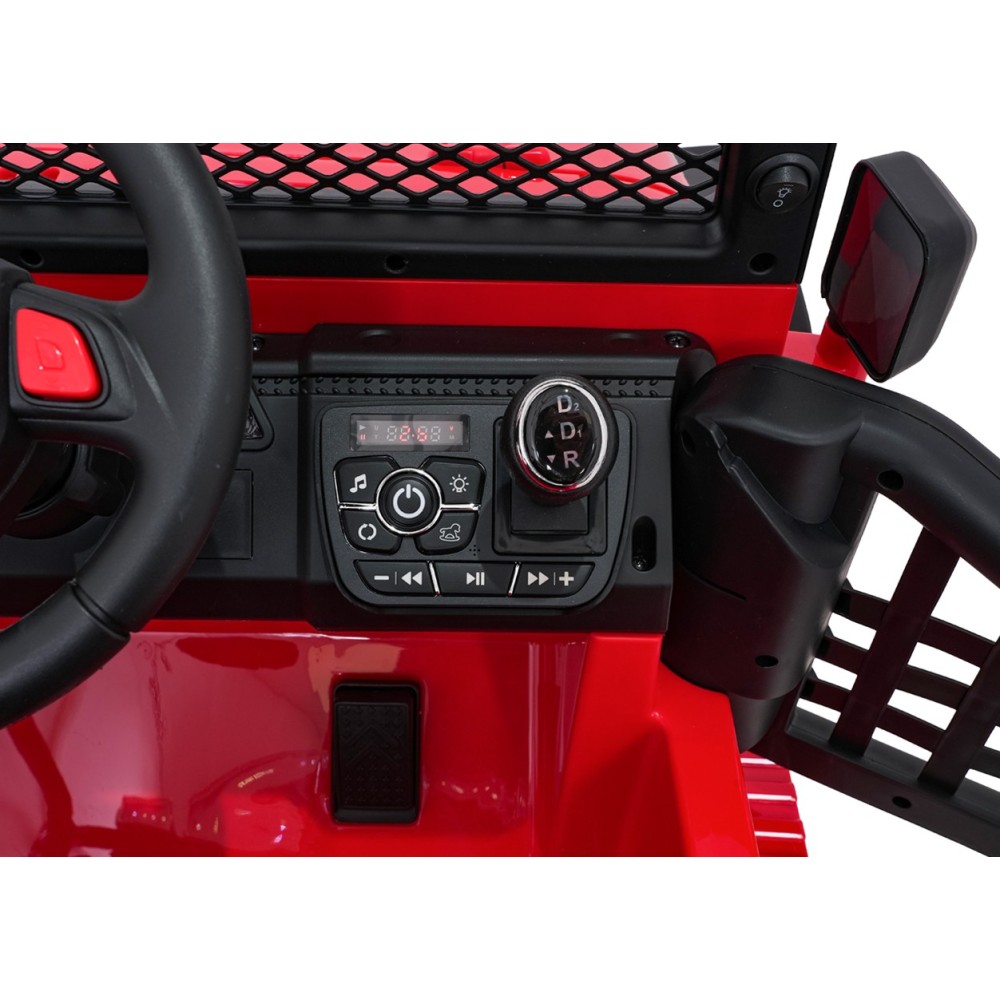 JOKO Elektrické autíčko Jeep BEAST 4x4, kožené sedadlo, penové kolesá, Funkcia Hojdania, Nosnosť 50kg, FM rádio, červené