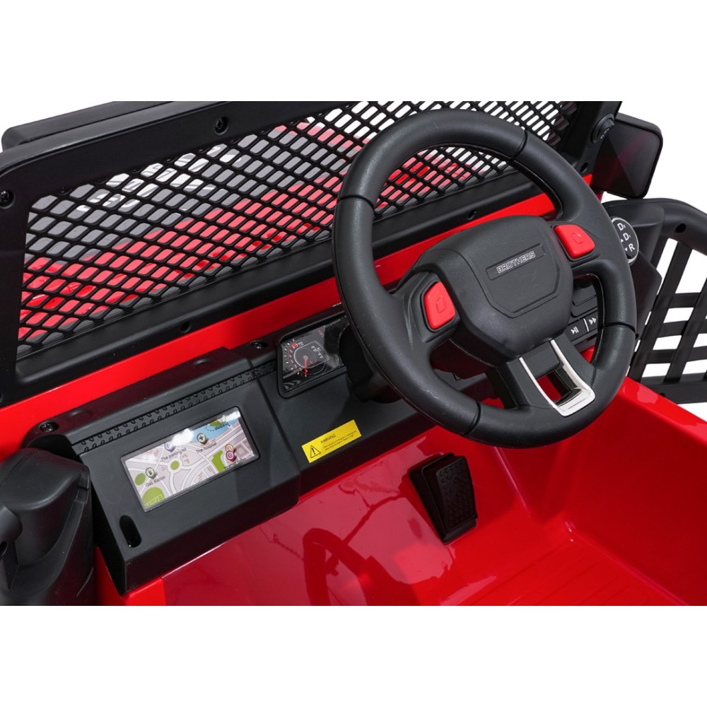 JOKO Elektrické autíčko Jeep BEAST 4x4, kožené sedadlo, penové kolesá, Funkcia Hojdania, Nosnosť 50kg, FM rádio, červené