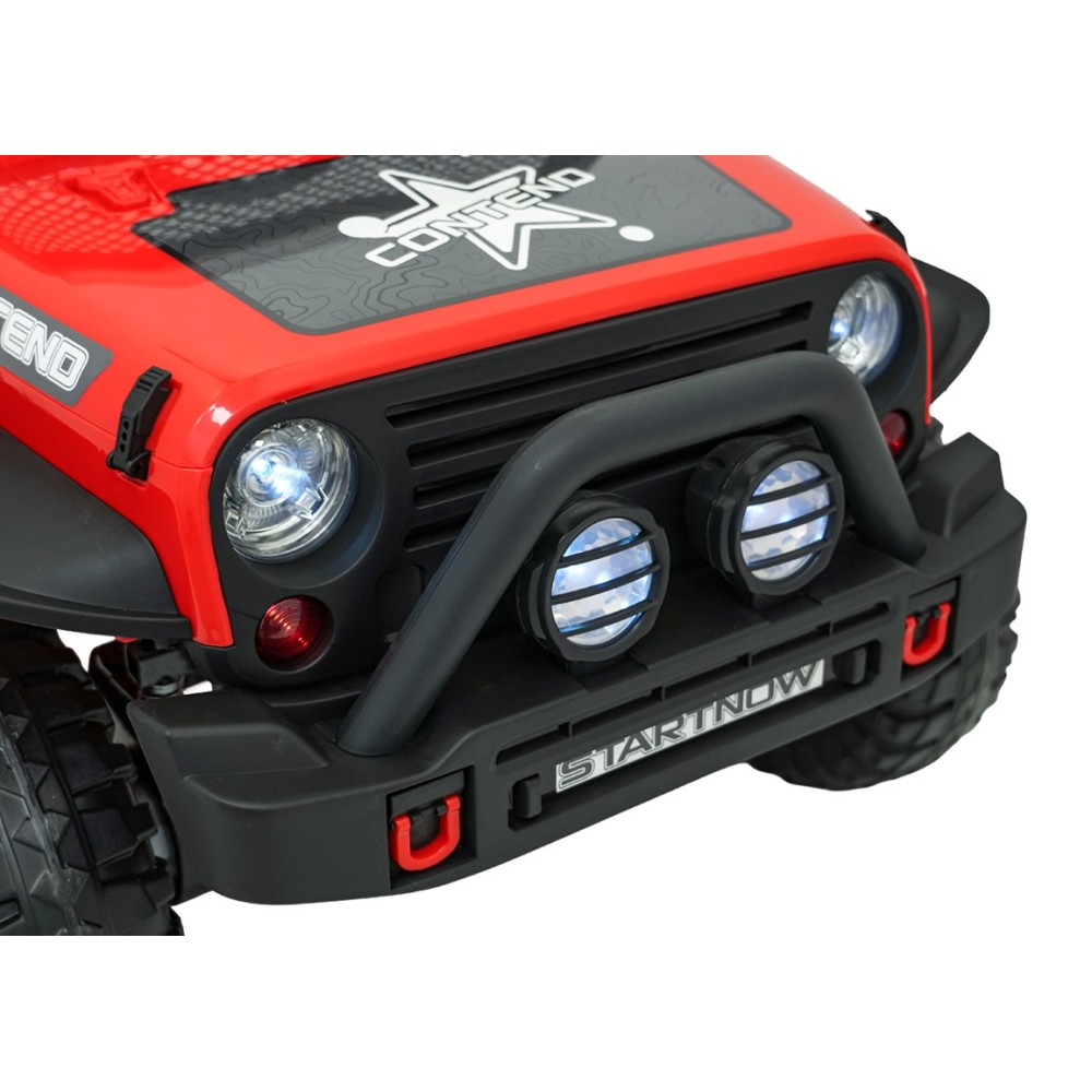 JOKO Elektrické autíčko Jeep BEAST 4x4, kožené sedadlo, penové kolesá, Funkcia Hojdania, Nosnosť 50kg, FM rádio, červené