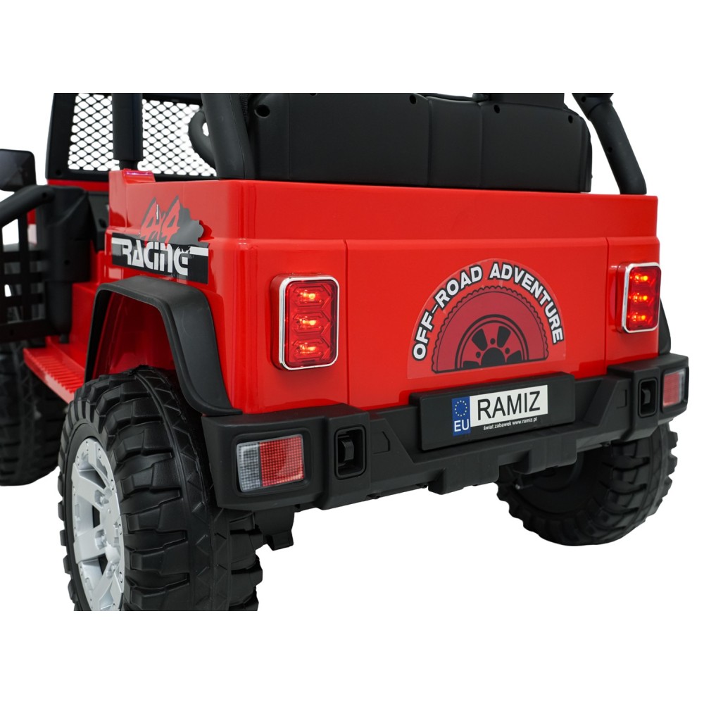 JOKO Elektrické autíčko Jeep BEAST 4x4, kožené sedadlo, penové kolesá, Funkcia Hojdania, Nosnosť 50kg, FM rádio, červené