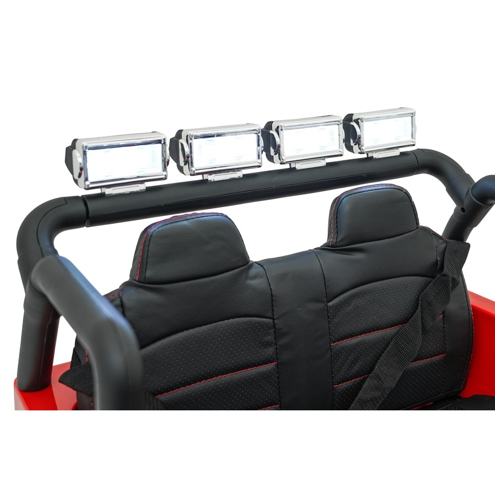 JOKO Elektrické autíčko Jeep BEAST 4x4, kožené sedadlo, penové kolesá, Funkcia Hojdania, Nosnosť 50kg, FM rádio, červené