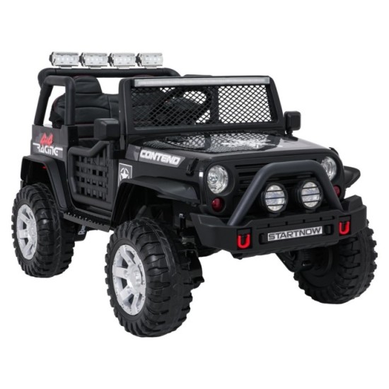 JOKO Elektrické autíčko Jeep BEAST 4x4, kožené sedadlo, penové kolesá, Funkcia Hojdania, Nosnosť 50kg, FM rádio, čierne