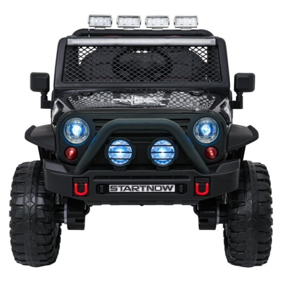 JOKO Elektrické autíčko Jeep BEAST 4x4, kožené sedadlo, penové kolesá, Funkcia Hojdania, Nosnosť 50kg, FM rádio, čierne