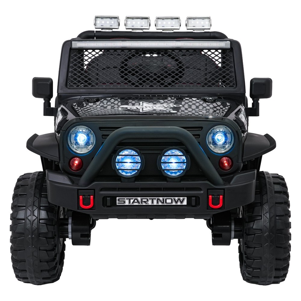 JOKO Elektrické autíčko Jeep BEAST 4x4, kožené sedadlo, penové kolesá, Funkcia Hojdania, Nosnosť 50kg, FM rádio, čierne