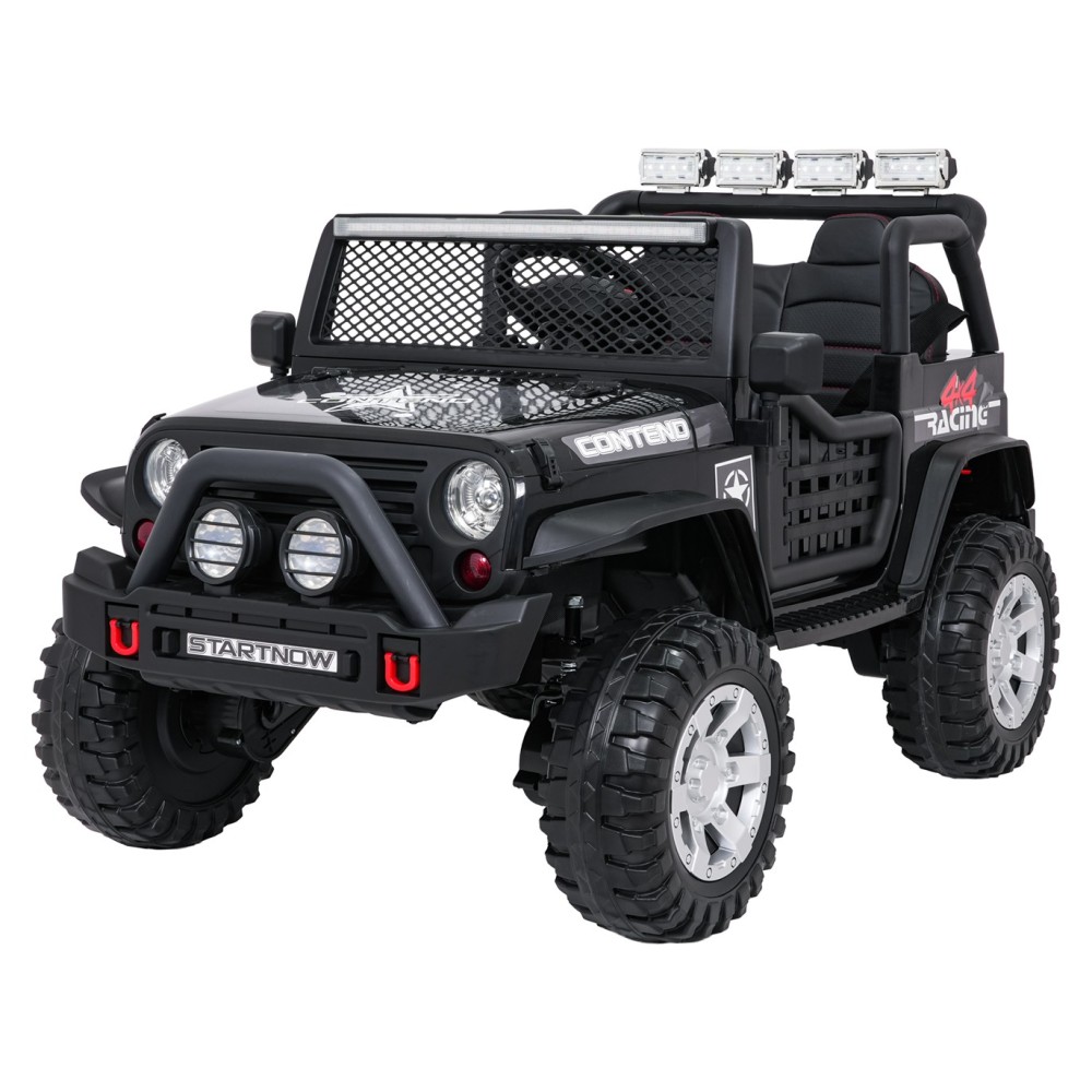 JOKO Elektrické autíčko Jeep BEAST 4x4, kožené sedadlo, penové kolesá, Funkcia Hojdania, Nosnosť 50kg, FM rádio, čierne