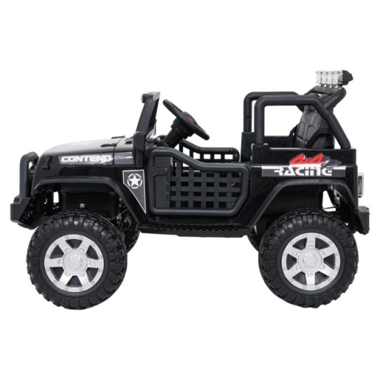 JOKO Elektrické autíčko Jeep BEAST 4x4, kožené sedadlo, penové kolesá, Funkcia Hojdania, Nosnosť 50kg, FM rádio, čierne