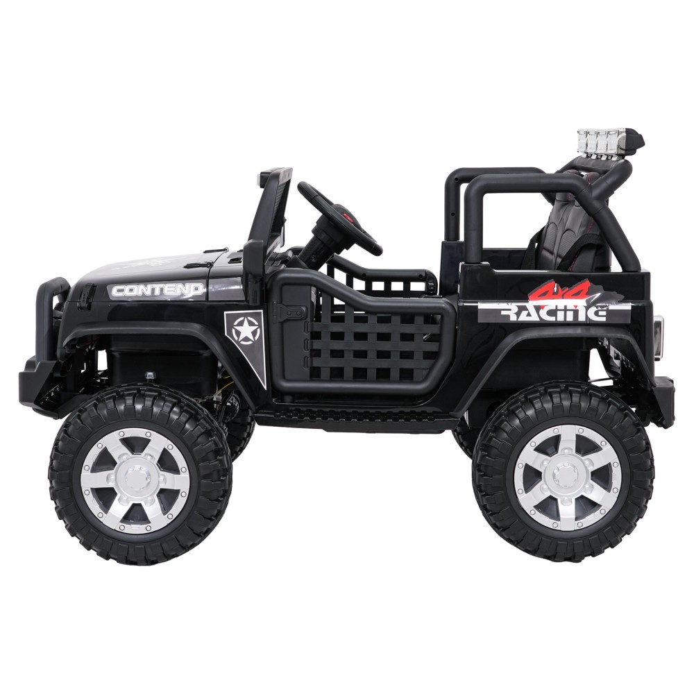 JOKO Elektrické autíčko Jeep BEAST 4x4, kožené sedadlo, penové kolesá, Funkcia Hojdania, Nosnosť 50kg, FM rádio, čierne