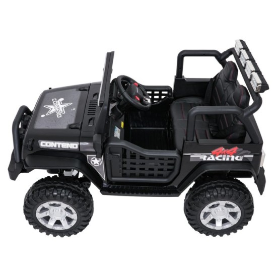 JOKO Elektrické autíčko Jeep BEAST 4x4, kožené sedadlo, penové kolesá, Funkcia Hojdania, Nosnosť 50kg, FM rádio, čierne