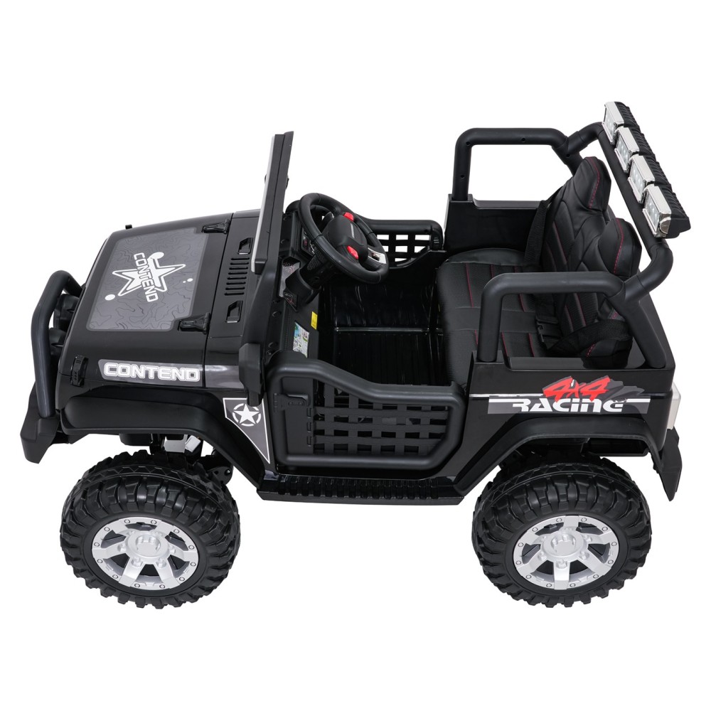 JOKO Elektrické autíčko Jeep BEAST 4x4, kožené sedadlo, penové kolesá, Funkcia Hojdania, Nosnosť 50kg, FM rádio, čierne