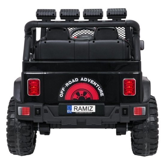 JOKO Elektrické autíčko Jeep BEAST 4x4, kožené sedadlo, penové kolesá, Funkcia Hojdania, Nosnosť 50kg, FM rádio, čierne