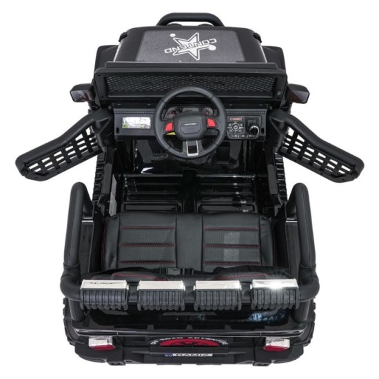 JOKO Elektrické autíčko Jeep BEAST 4x4, kožené sedadlo, penové kolesá, Funkcia Hojdania, Nosnosť 50kg, FM rádio, čierne