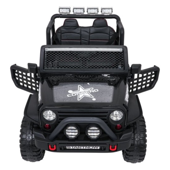 JOKO Elektrické autíčko Jeep BEAST 4x4, kožené sedadlo, penové kolesá, Funkcia Hojdania, Nosnosť 50kg, FM rádio, čierne