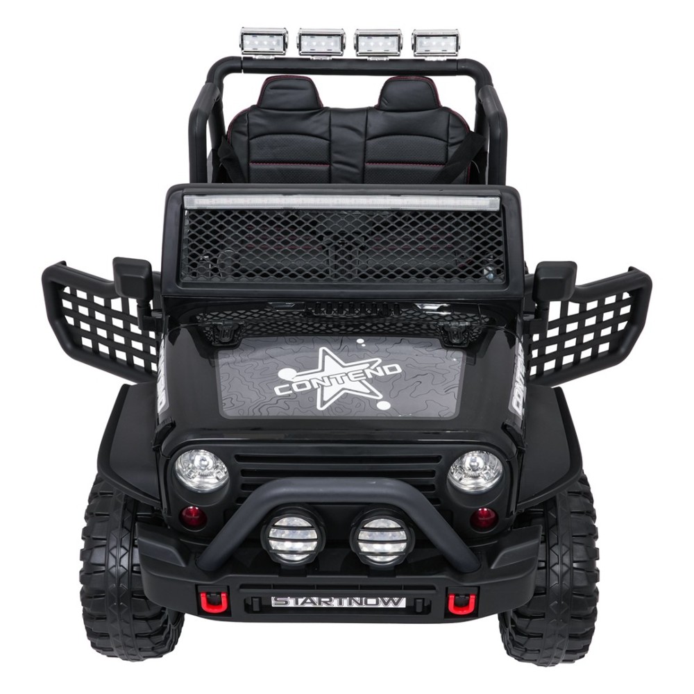 JOKO Elektrické autíčko Jeep BEAST 4x4, kožené sedadlo, penové kolesá, Funkcia Hojdania, Nosnosť 50kg, FM rádio, čierne