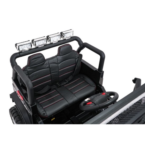 JOKO Elektrické autíčko Jeep BEAST 4x4, kožené sedadlo, penové kolesá, Funkcia Hojdania, Nosnosť 50kg, FM rádio, čierne
